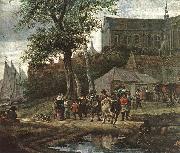 RUYSDAEL, Salomon van Tavern with May Tree (detail) af painting